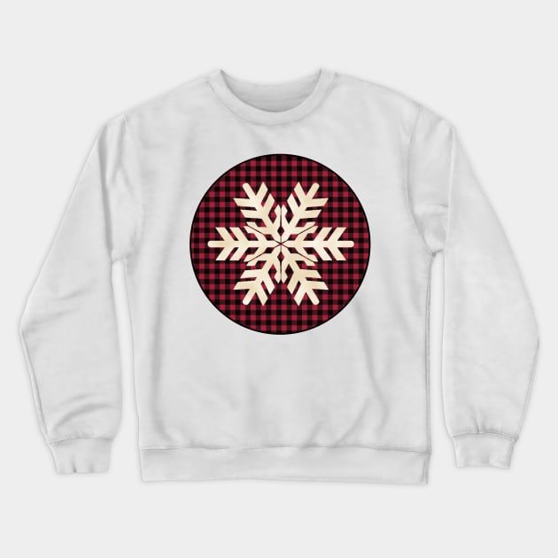Snowflake silhouette over a black and red tile pattern Crewneck Sweatshirt by AtelierRillian